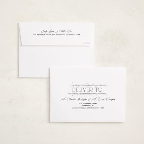 This is a twilight foil pressed holiday cards with foil pressed by Pixel and Hank called twinkle twinkle printing on recycled smooth signature in standard