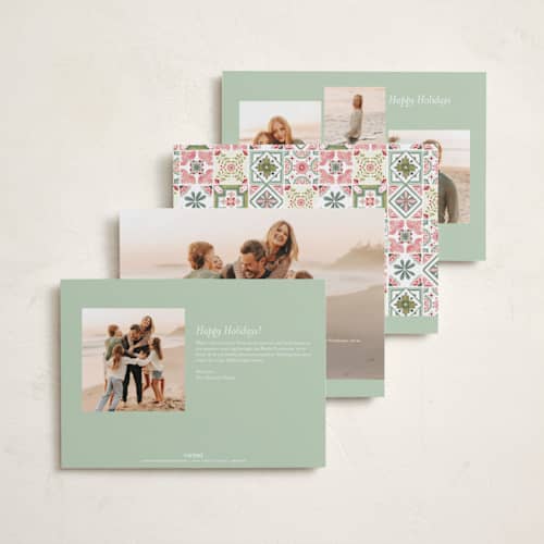 This is a vanilla foil pressed holiday cards with foil pressed by Makewells called tiles printing on recycled smooth signature in standard