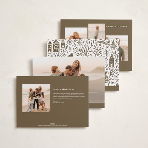 This is a chestnut foil pressed holiday cards with foil pressed by Pink House Press called filled with love printing on recycled smooth signature in standard
