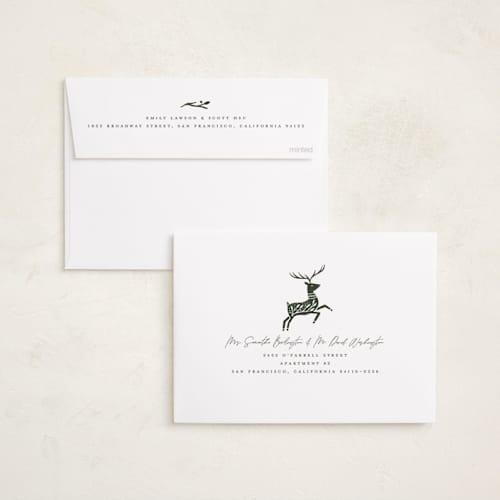 This is a fir foil pressed holiday cards with foil pressed by Pink House Press called filled with love printing on recycled smooth signature in standard