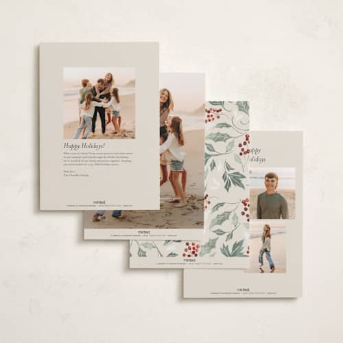 This is a vanilla foil pressed holiday cards with foil pressed by Rebecca Durflinger called christmas wrapping printing on recycled smooth signature in standard
