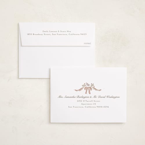 This is a rose foil pressed holiday cards with foil pressed by Chris Griffith called holiday falala printing on recycled smooth signature in standard