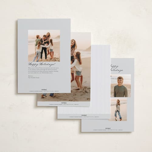 This is a mist foil pressed holiday cards with foil pressed by Everett Paper Goods called nantucket printing on recycled smooth signature in standard