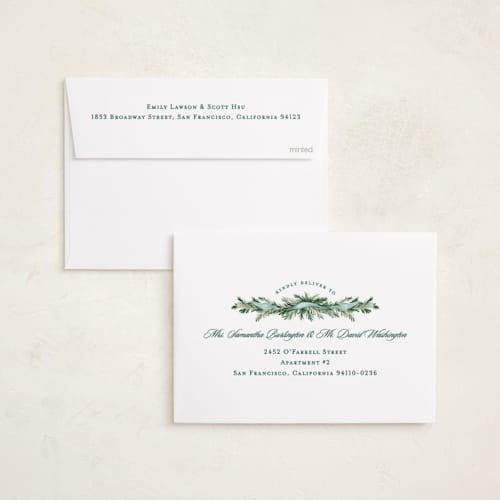 This is a duck egg foil pressed holiday cards with foil pressed by Sarah Knight called twinkle printing on recycled smooth signature in standard