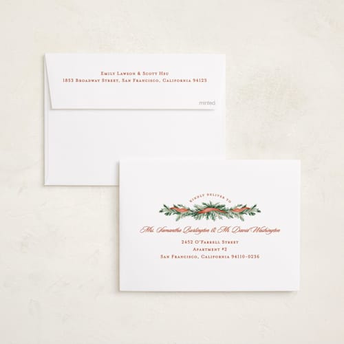 This is a cardinal foil pressed holiday cards with foil pressed by Sarah Knight called twinkle printing on recycled smooth signature in standard