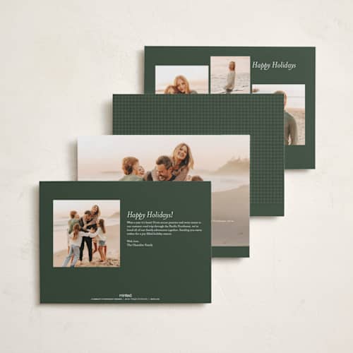 This is a pine foil pressed holiday cards with foil pressed by Tamara Hilje called houndstooth printing on recycled smooth signature in standard