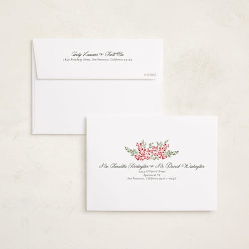 This is a pine foil pressed holiday cards with foil pressed by Tamara Hilje called houndstooth printing on recycled smooth signature in standard