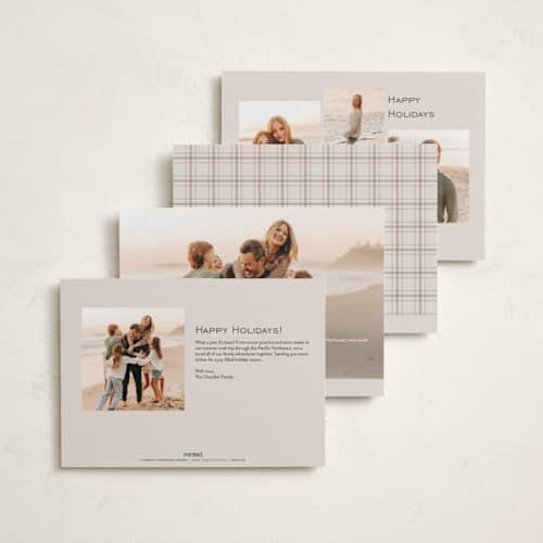 This is a tinsel foil pressed holiday cards with foil pressed by Kelly Schmidt called minimal border printing on recycled smooth signature in standard