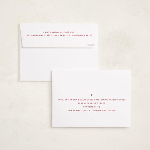 This is a santa foil pressed holiday cards with foil pressed by Sumak Studio called full of happiness printing on recycled smooth signature in standard