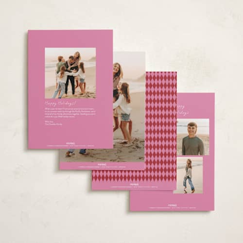 This is a gumdrop foil pressed holiday cards with foil pressed by Tamara Hilje called harlequin printing on recycled smooth signature in standard