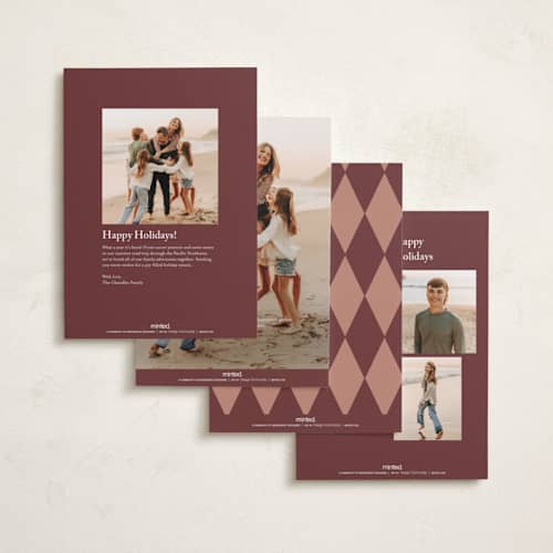 This is a forest foil pressed holiday cards with foil pressed by Rina Ozum called vintage harlequin printing on recycled smooth signature in standard