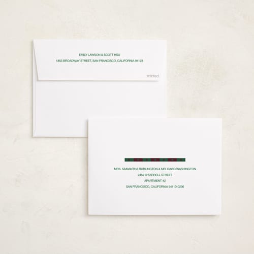 This is a jewel foil pressed holiday cards with foil pressed by Inkblot Design called dotted stripe printing on recycled smooth signature in standard