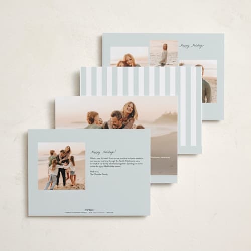 This is a winter mint foil pressed holiday cards with foil pressed by Everett Paper Goods called coastal garland printing on recycled smooth signature in standard