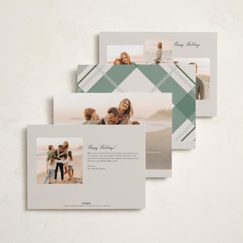 This is a vanilla foil pressed holiday cards with foil pressed by Petra Kern called fancy plaid printing on recycled smooth signature in standard