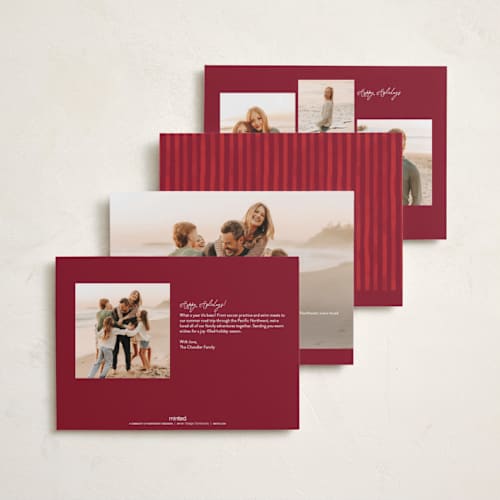 This is a snow foil pressed holiday cards with foil pressed by Leah Bisch called classic christmas printing on recycled smooth signature in standard