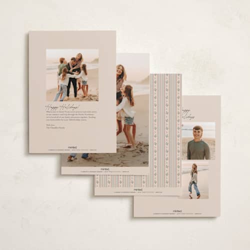 This is a cream foil pressed holiday cards with foil pressed by Robert and Stella called brighton printing on recycled smooth signature in standard
