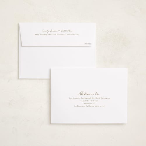 This is a snowfall foil pressed holiday cards with foil pressed by Jessica Williams called dulcet printing on recycled smooth signature in standard