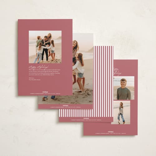 This is a carmine foil pressed holiday cards with foil pressed by chocomocacino called krafne printing on recycled smooth signature in standard