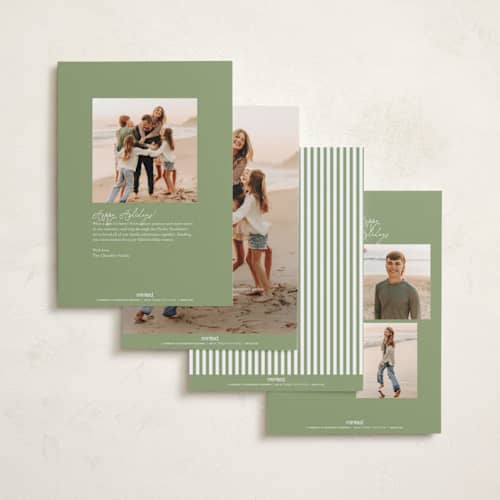 This is a avocado foil pressed holiday cards with foil pressed by chocomocacino called krafne printing on recycled smooth signature in standard