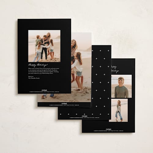 This is a coal foil pressed holiday cards with foil pressed by Morgan Kendall called speckled printing on recycled smooth signature in standard