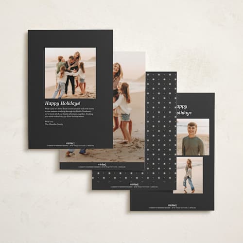 This is a snow foil pressed holiday cards with foil pressed by Studio Suku called starry nights printing on recycled smooth signature in standard