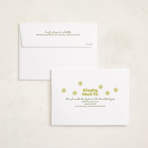 This is a sugar foil pressed holiday cards with foil pressed by Everett Paper Goods called extra bold printing on recycled smooth signature in standard