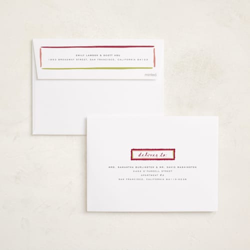 This is a fig foil pressed holiday cards with foil pressed by Sarah Rosenthal called silver tinsel printing on recycled smooth signature in standard