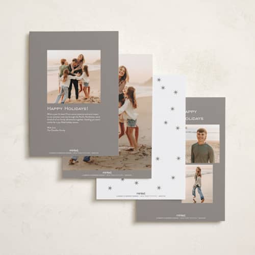 This is a snow foil pressed holiday cards with foil pressed by Megan Davis called curate printing on recycled smooth signature in standard