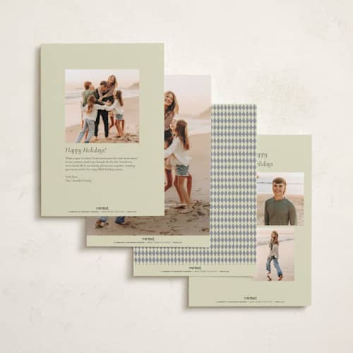 This is a frost foil pressed holiday cards with foil pressed by Sumak Studio called merry drawing printing on recycled smooth signature in standard