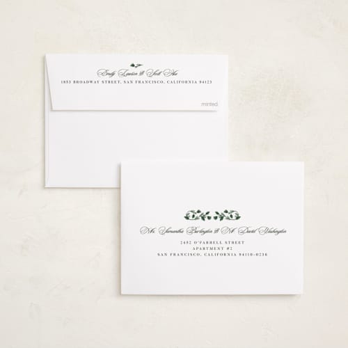 This is a evergreen foil pressed holiday cards with foil pressed by Jen Owens called elegant printing on recycled smooth signature in standard