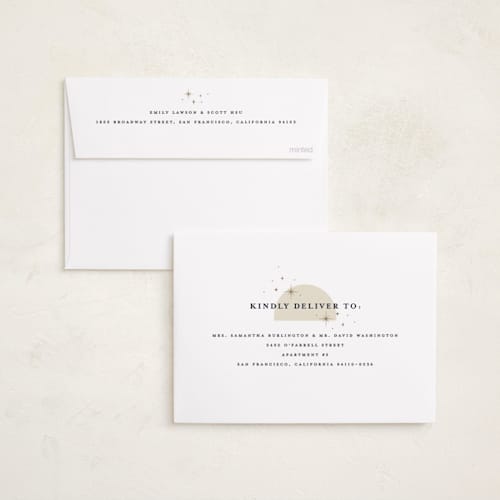 This is a midnight foil pressed holiday cards with foil pressed by Pixel and Hank called joy trio printing on recycled smooth signature in standard