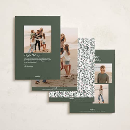 This is a dove foil pressed holiday cards with foil pressed by Leah Bisch called dove of peace printing on recycled smooth signature in standard
