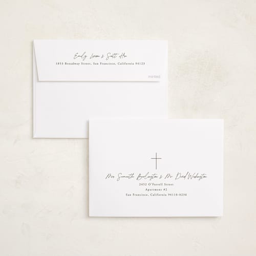 This is a sourdough foil pressed holiday cards with foil pressed by Brianne Larsen called cross of christ printing on recycled smooth signature in standard