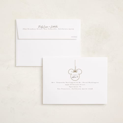 This is a snow foil pressed holiday cards with foil pressed by Everett Paper Goods called baubles printing on recycled smooth signature in standard