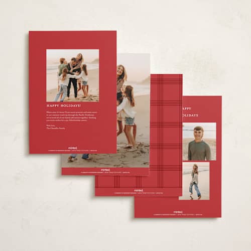 This is a santa’s hat foil pressed holiday cards with foil pressed by Carolyn Nicks called headline printing on recycled smooth signature in standard