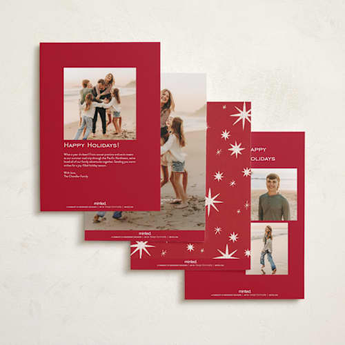 This is a cranberry foil pressed holiday cards with foil pressed by Wildfield Paper Co called twinkle! printing on recycled smooth signature in standard
