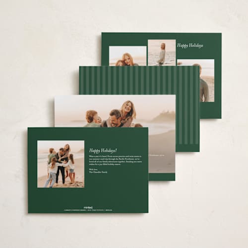 This is a pine foil pressed holiday cards with foil pressed by Amy Kross called winds printing on recycled smooth signature in standard