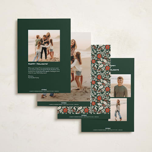 This is a hazel foil pressed holiday cards with foil pressed by Sabrin Deirani called bright joy printing on recycled smooth signature in standard