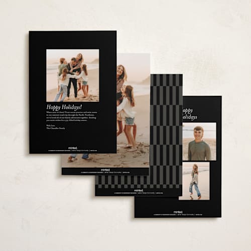 This is a midnight foil pressed holiday cards with foil pressed by Ekko Studio called headlines printing on recycled smooth signature in standard
