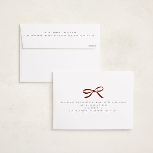 This is a antique foil pressed holiday cards with foil pressed by Olivia Kanaley Inman called highland holiday printing on recycled smooth signature in standard