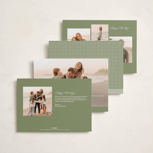 This is a garland foil pressed holiday cards with foil pressed by Ellen Schlegelmilch called gingham layers printing on recycled smooth signature in standard