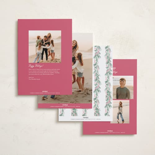 This is a pine foil pressed holiday cards with foil pressed by frau brandt called soft garland printing on recycled smooth signature in standard
