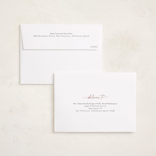 This is a berry foil pressed holiday cards with foil pressed by Christy Hy Lee called modernist printing on recycled smooth signature in standard