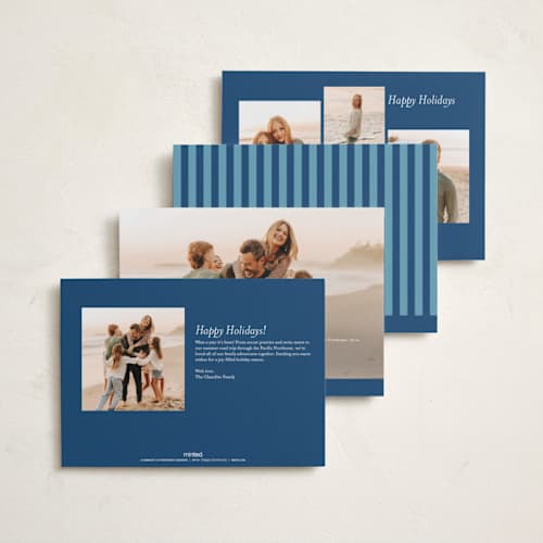 This is a navy foil pressed holiday cards with foil pressed by Kristie Kern called the charleston printing on recycled smooth signature in standard