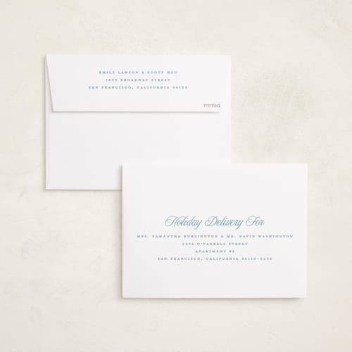 This is a navy foil pressed holiday cards with foil pressed by Kristie Kern called the charleston printing on recycled smooth signature in standard
