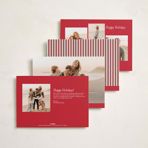 This is a peppermint foil pressed holiday cards with foil pressed by Susan Moyal called warmest wish printing on recycled smooth signature in standard