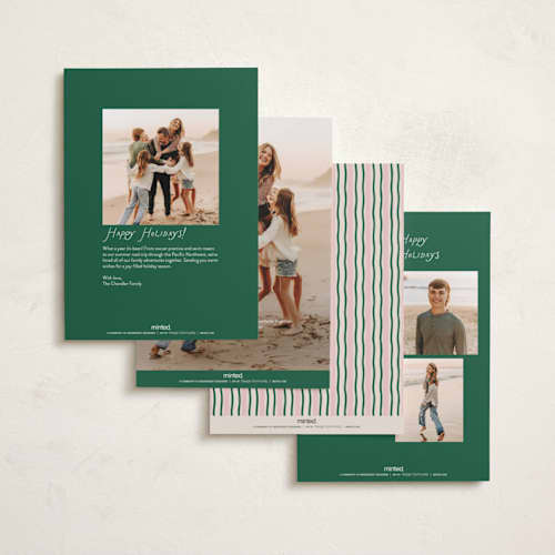 This is a evergreen foil pressed holiday cards with foil pressed by Design Lotus called doodle frame playful classic printing on recycled smooth signature in standard
