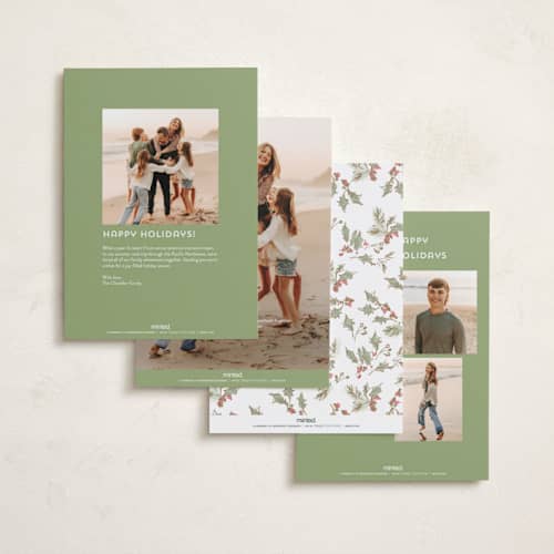 This is a snow foil pressed holiday cards with foil pressed by Rebecca Durflinger called sketched winter botanicals printing on recycled smooth signature in standard