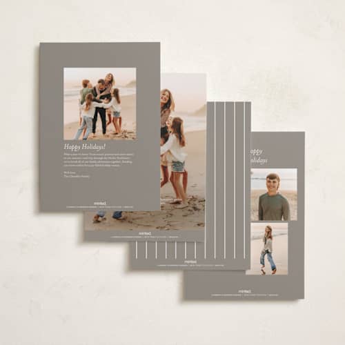 This is a snow foil pressed holiday cards with foil pressed by Brianne Larsen called classic border printing on recycled smooth signature in standard