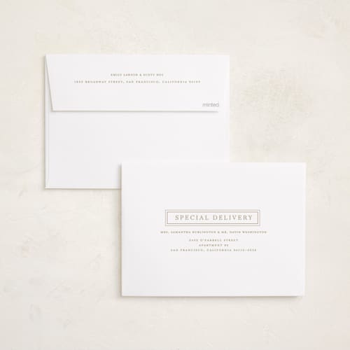 This is a daisy foil pressed holiday cards with foil pressed by Christy Hy Lee called refined lines printing on recycled smooth signature in standard